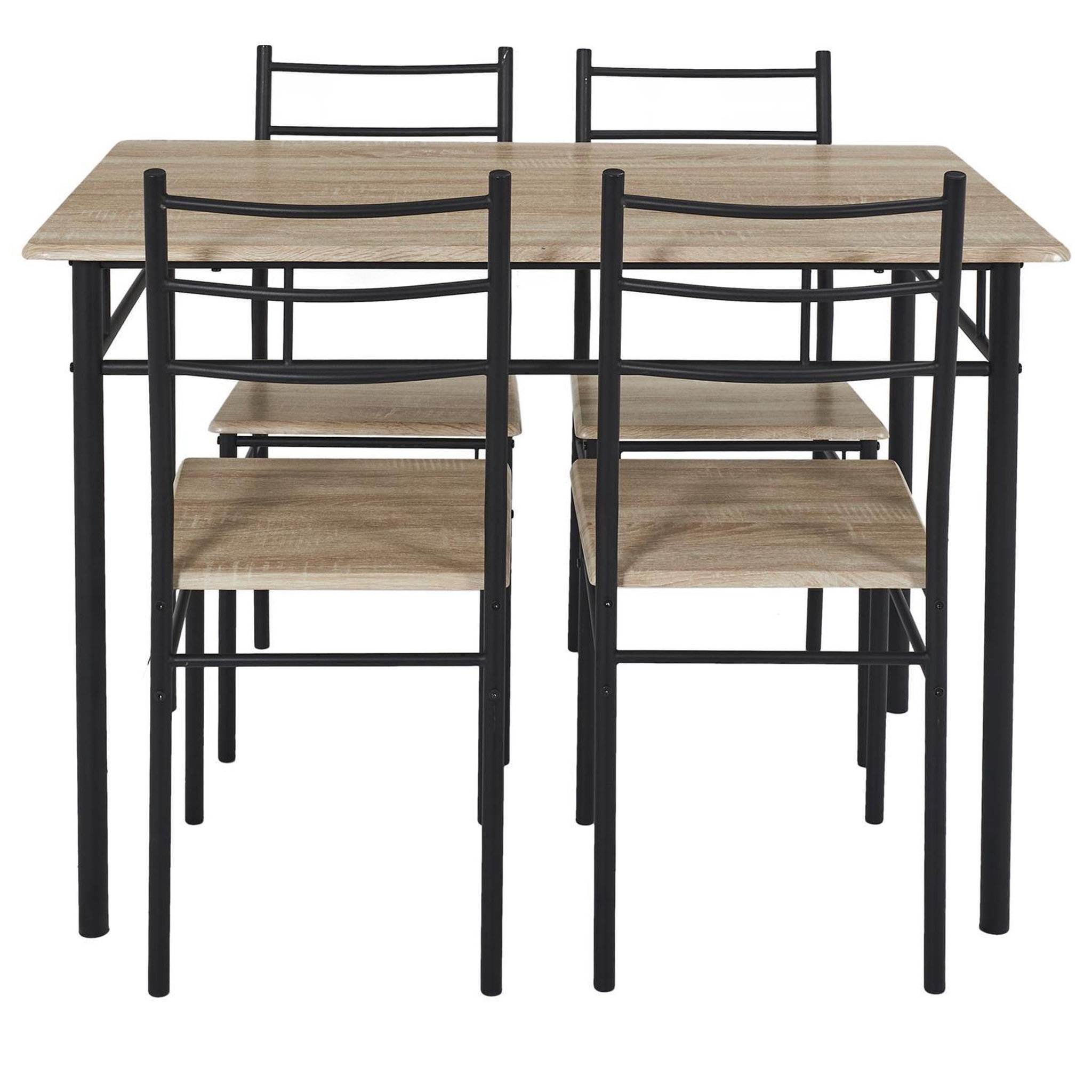Voir la diapositive 3 : The Home Deco Factory Ensemble table à manger et 4 chaises kalo - marron et noir