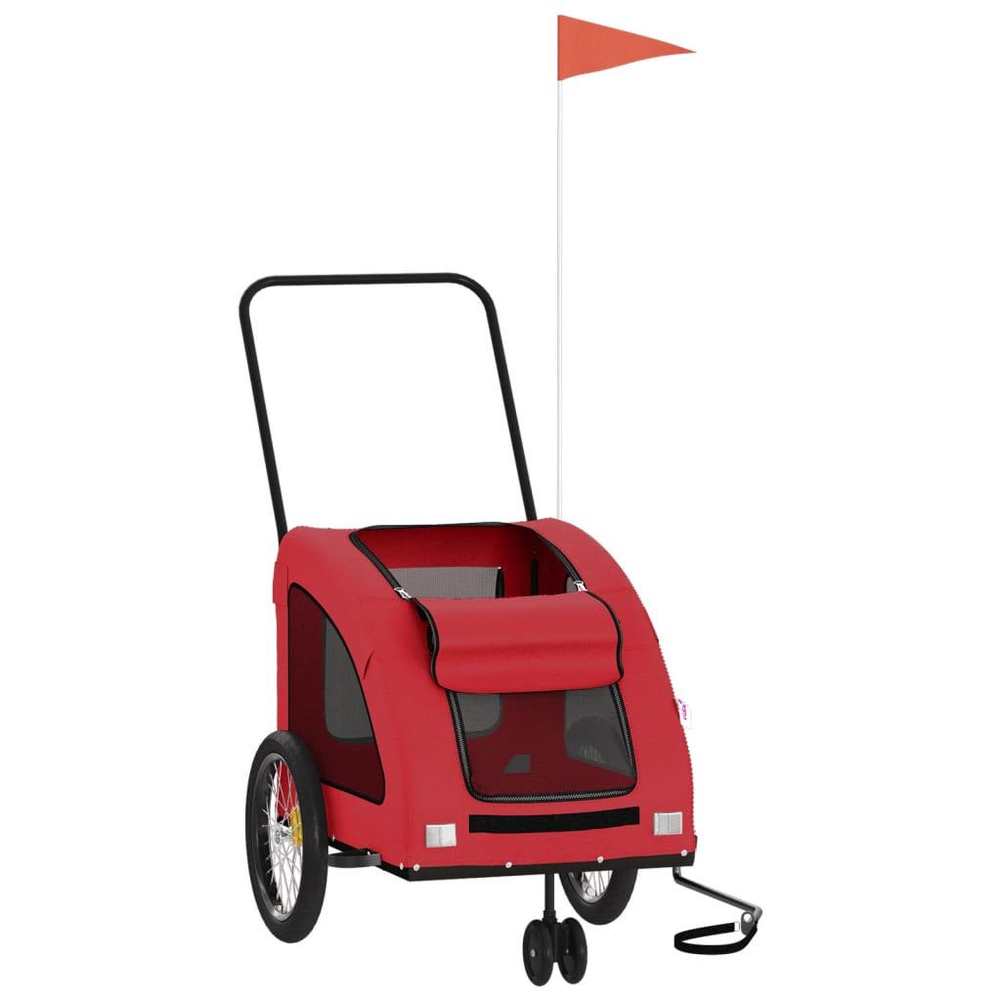 Voir la diapositive 3 : VIDAXL Remorque de velo pour animaux de compagnie rouge