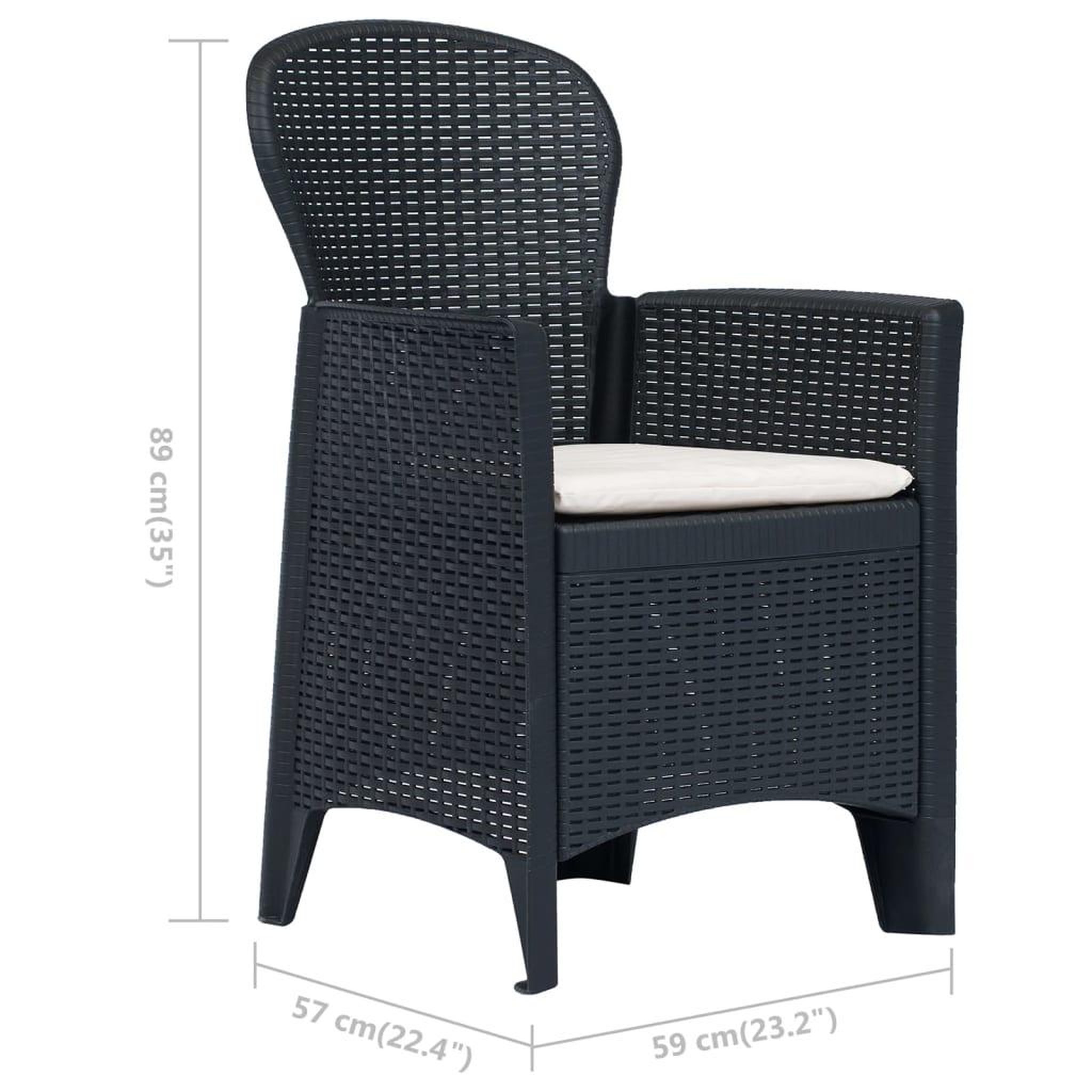 Voir la diapositive 6 : VIDAXL Chaises de jardin lot de 2 avec coussin Anthracite Plastique