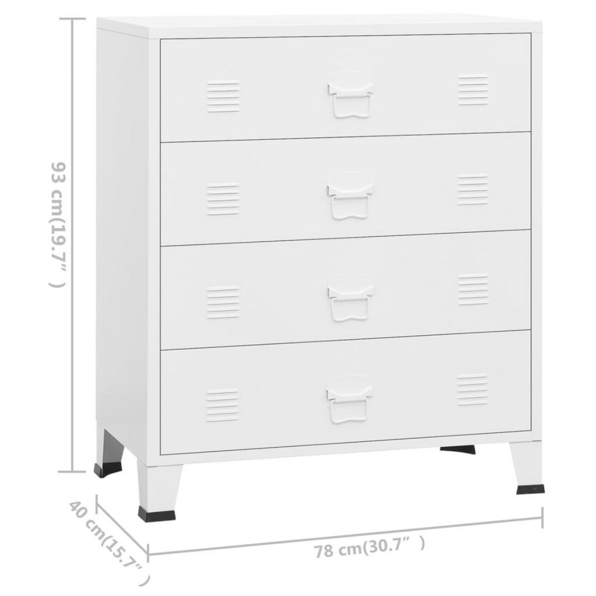 VIDAXL Armoire a tiroirs industrielle Blanc 78x40x93 cm Metal