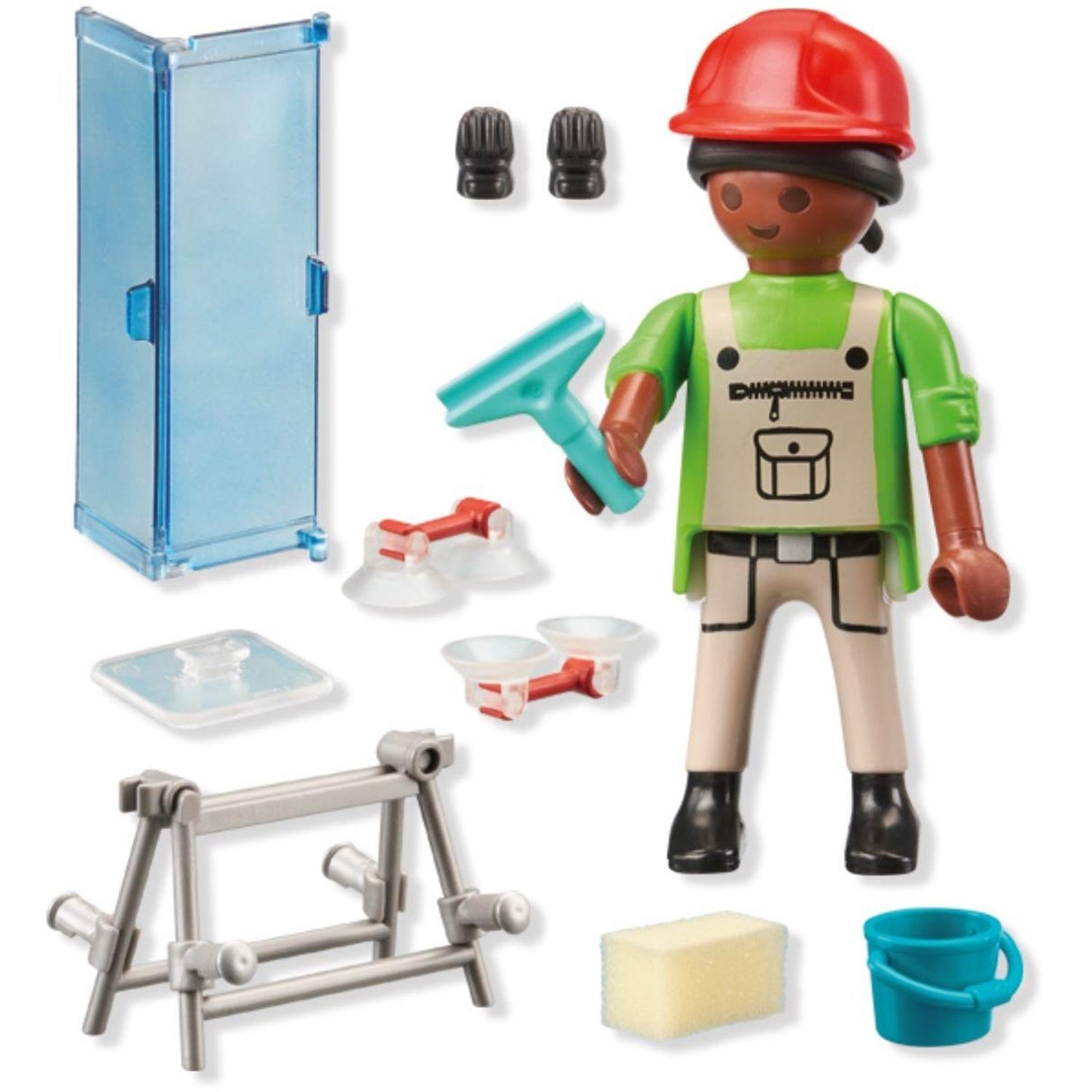 Voir la diapositive 4 : PLAYMOBIL Vitrier avec deux vitres, seau et accessoires