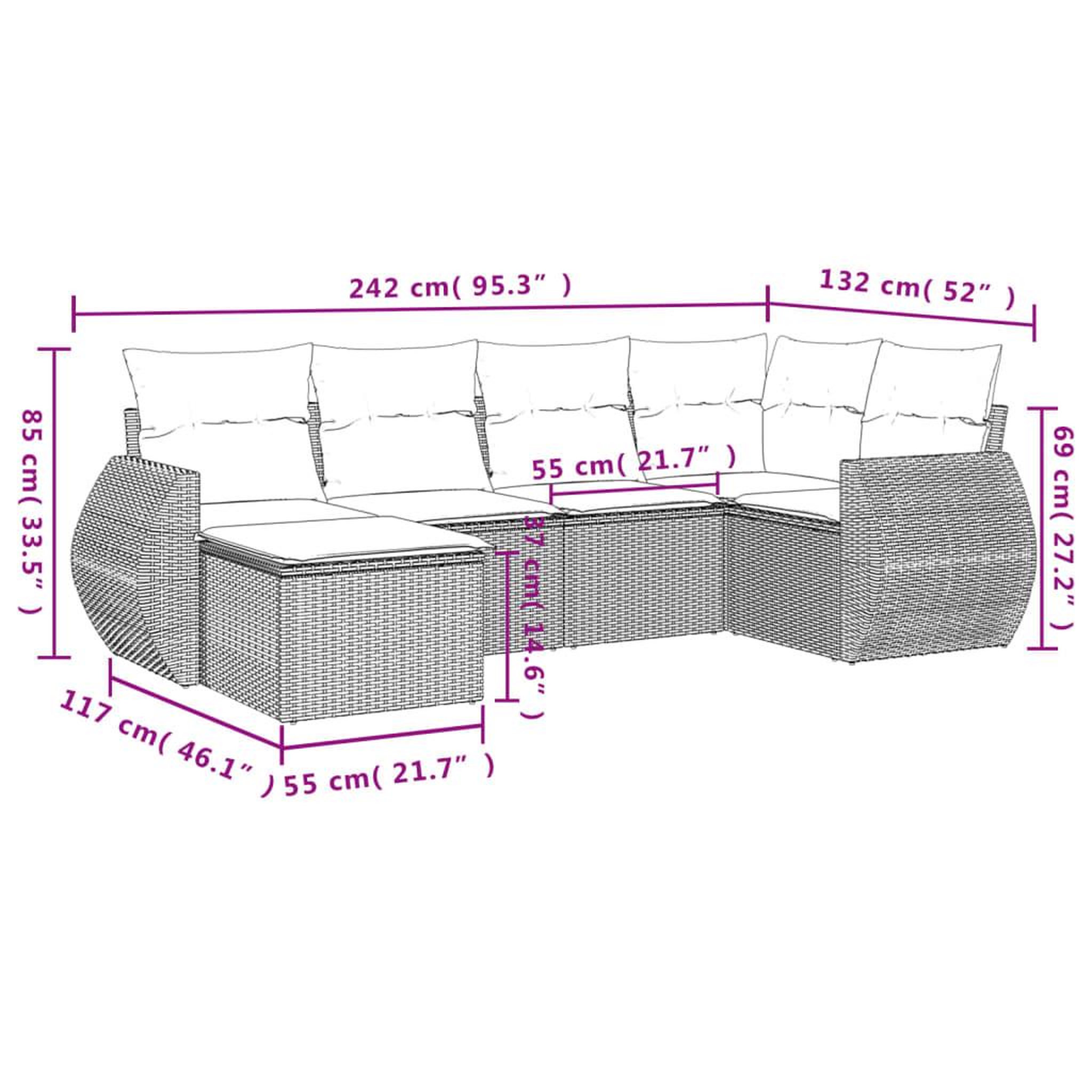 Voir la diapositive 4 : VIDAXL Salon de jardin 6 pcs avec coussins noir resine tressee