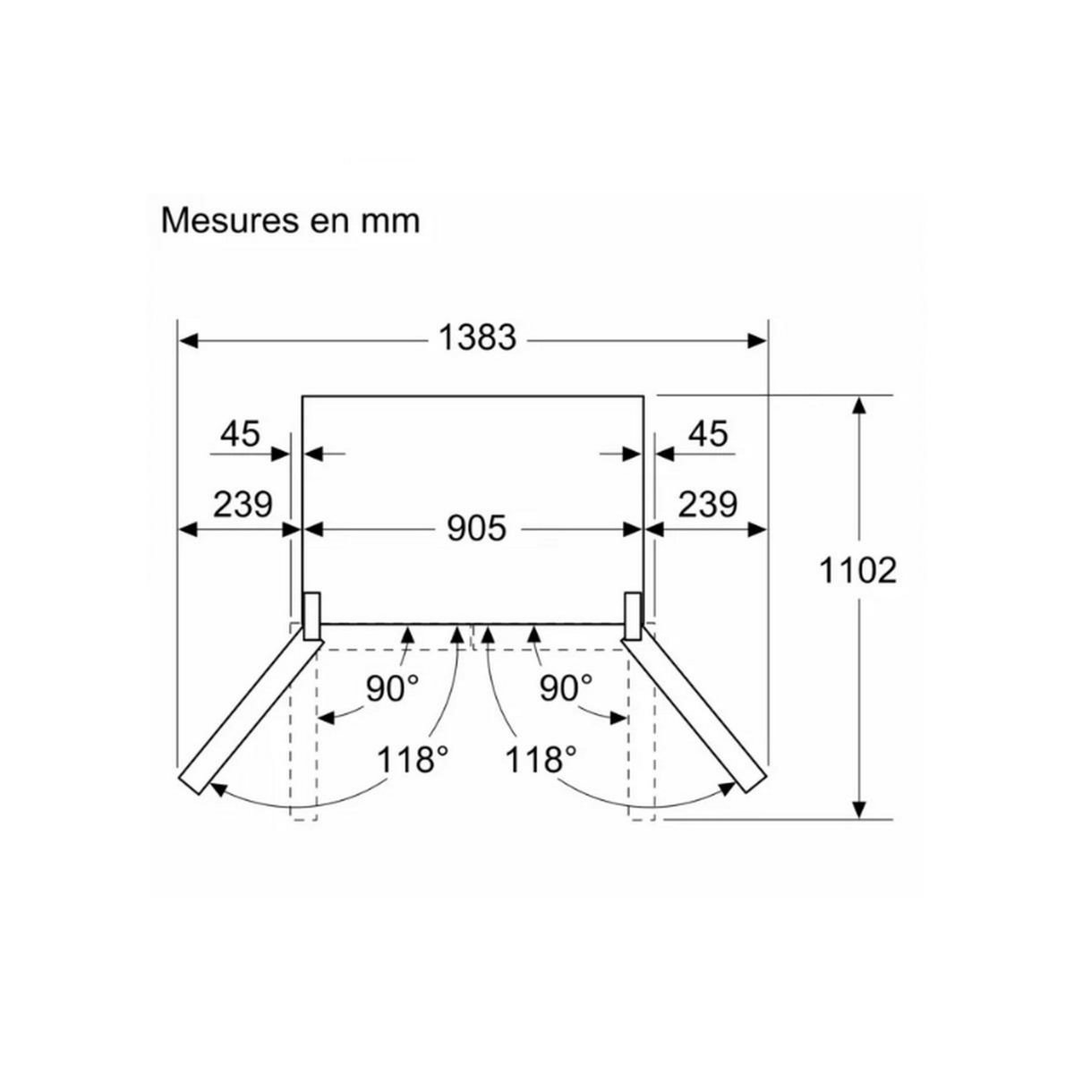 BOSCH Réfrigérateur américain 90.5cm 605l no frost - KFN96AXEA