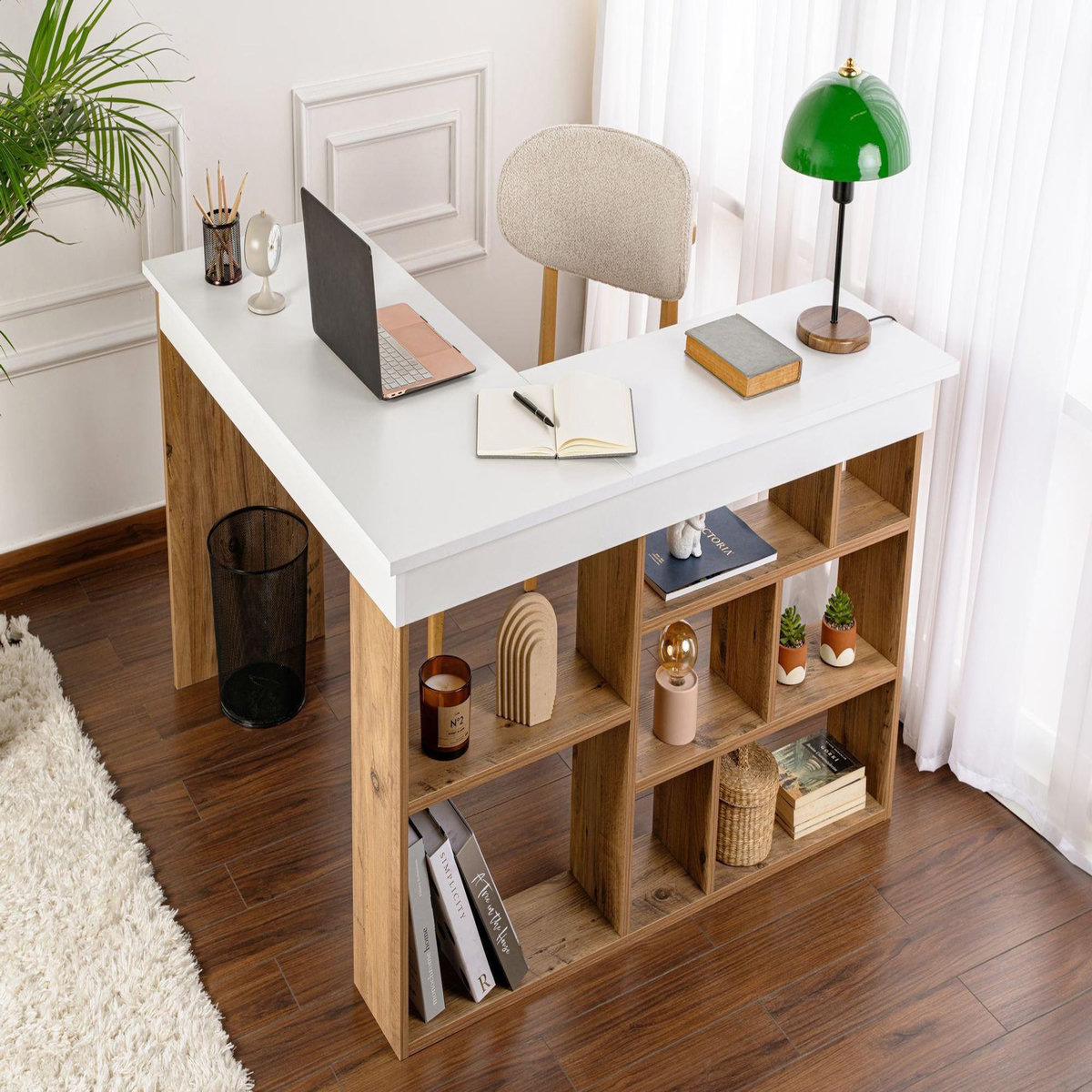 Habitat et Jardin Bureau d'étude en bois  Vesper  - 130 x 120 x 72 cm - Pin blanc de l'Atlantique