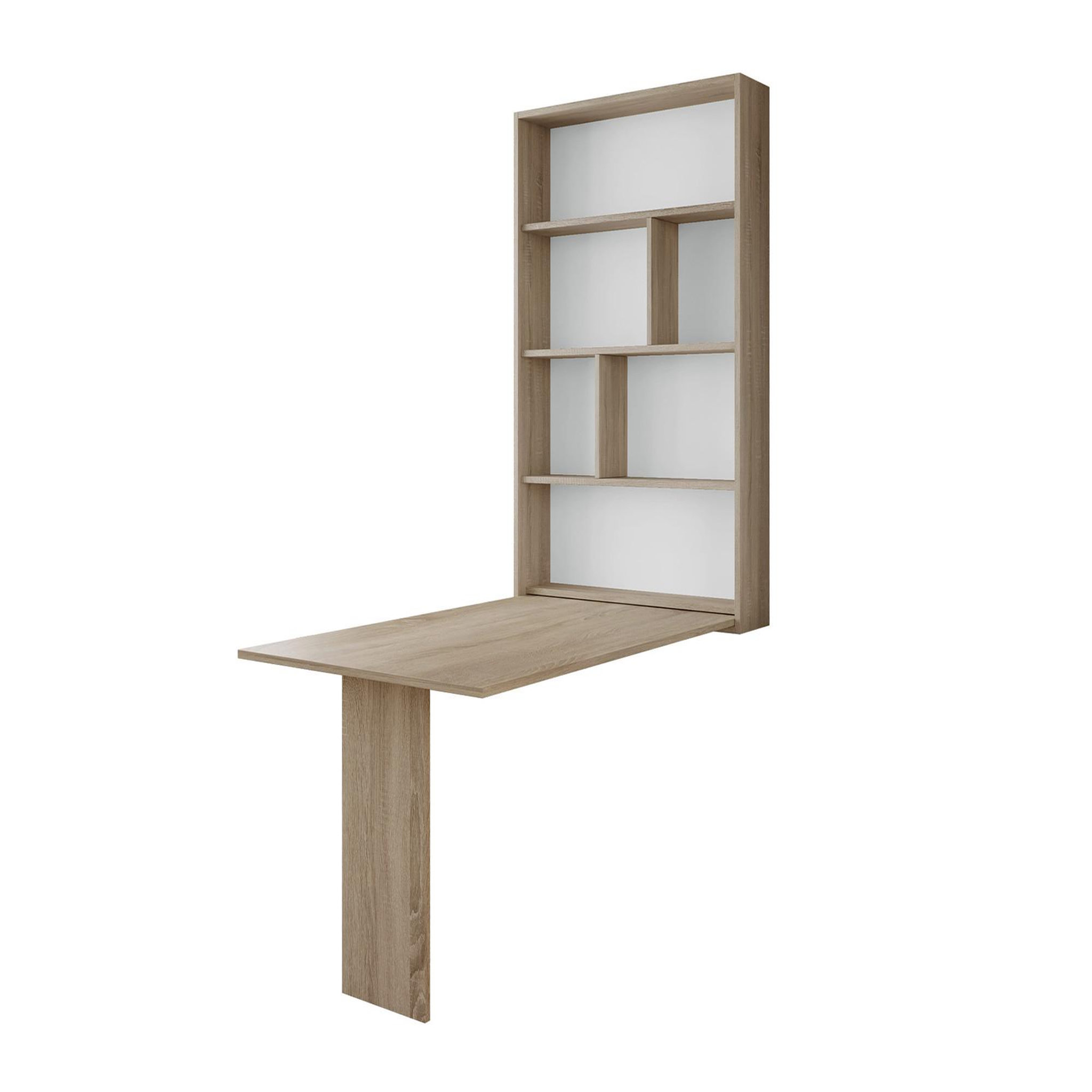 Voir la diapositive 1 : BEST MOBILIER Mondrian - table murale rabattable avec rangements - 4 personnes