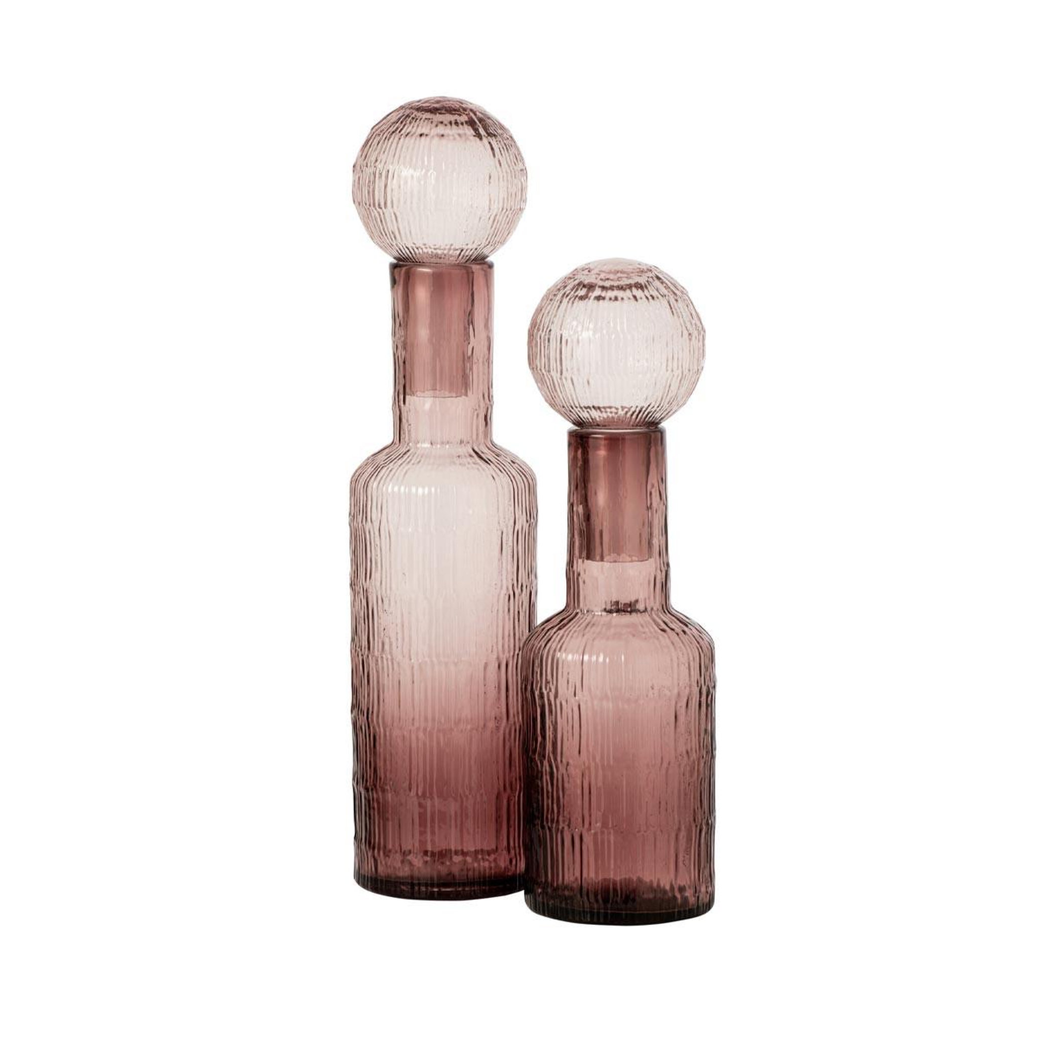 Voir la diapositive 3 : J-LINE Bouteille déco striée en verre  kyoto  45cm bordeaux