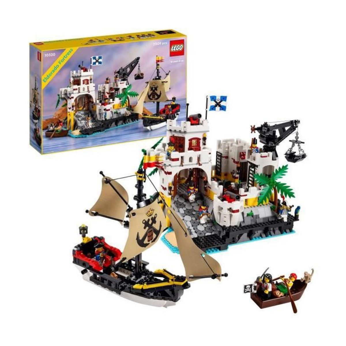 LEGO LEGO 10320 Icons La Forteresse de l'Eldorado, Kit de Maquette pour Adultes avec Bateau Pirate et 8 Minifigurines