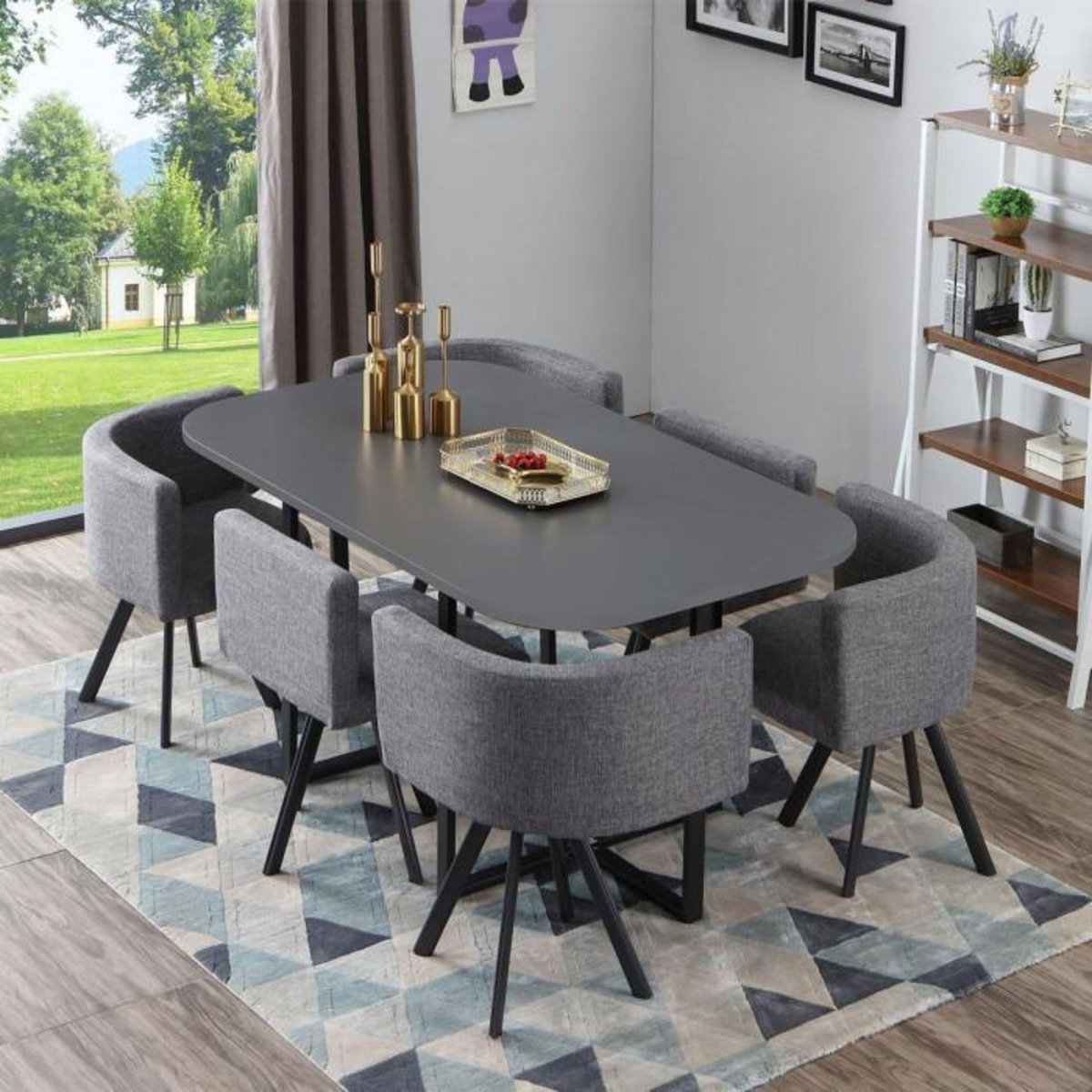 Paris Prix Table de Repas & 6 Chaises Design  Normi  150cm Gris