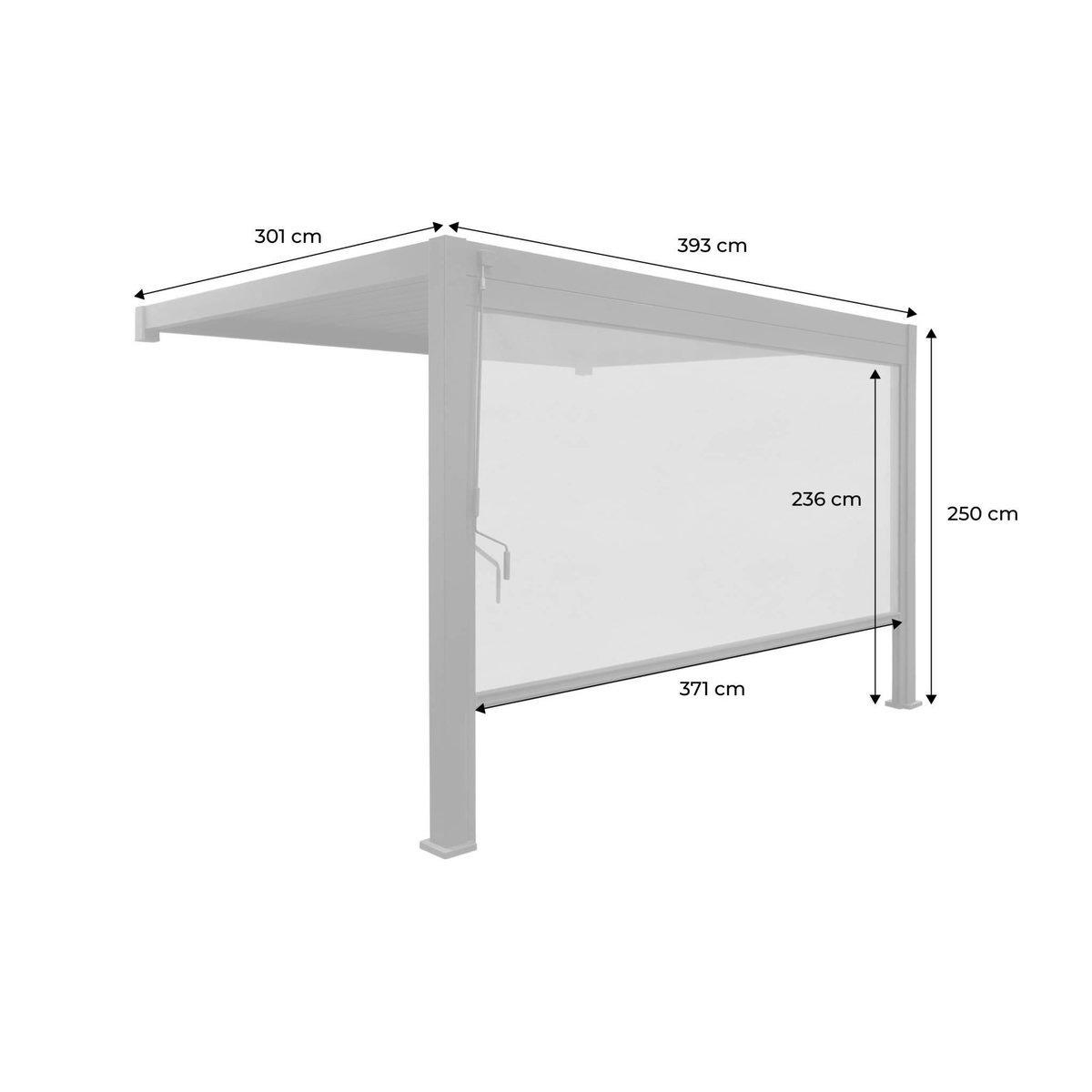 SWEEEK Pergola bioclimatique aluminium adossée 4x3m + 1 store 4m Triomphe
