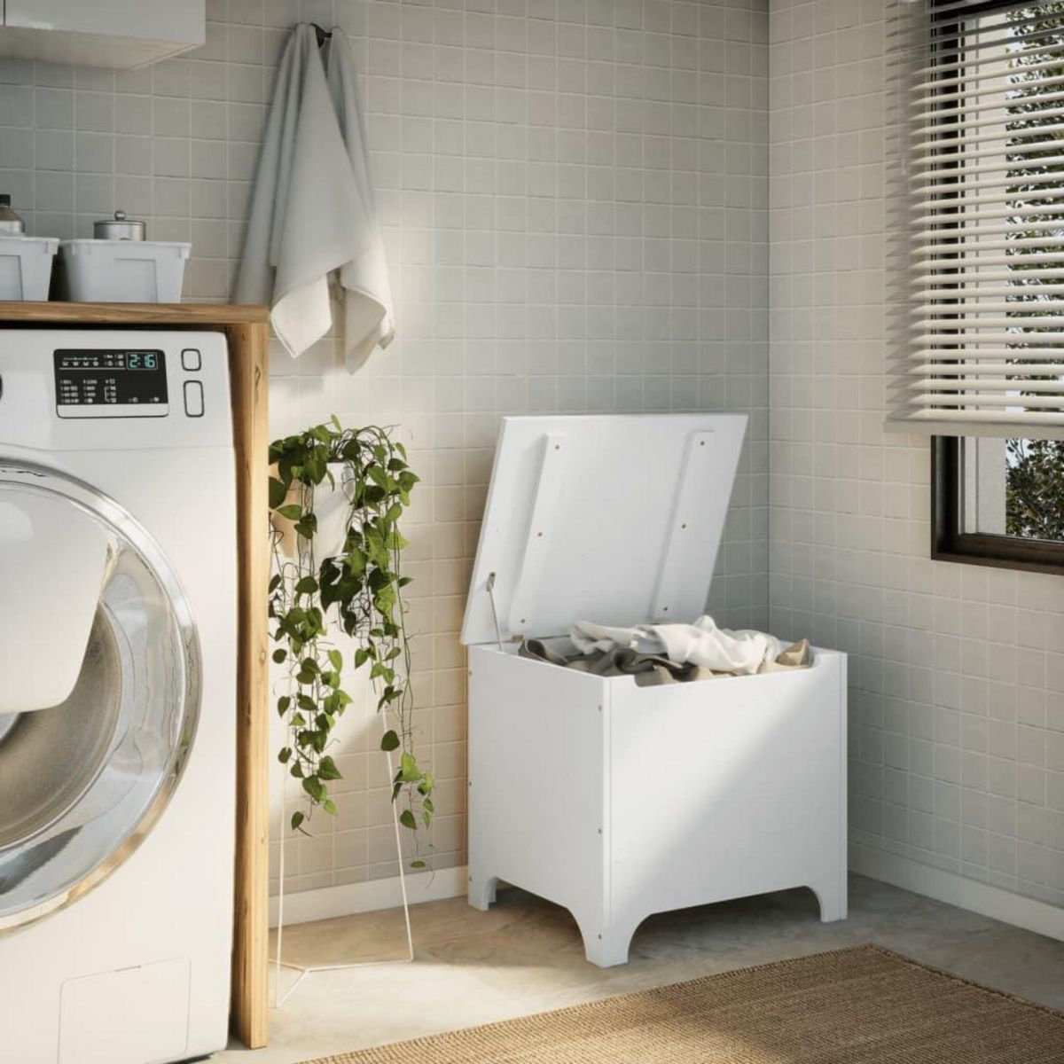 VIDAXL Boîte de rangement avec couvercle RANA blanc bois massif de pin