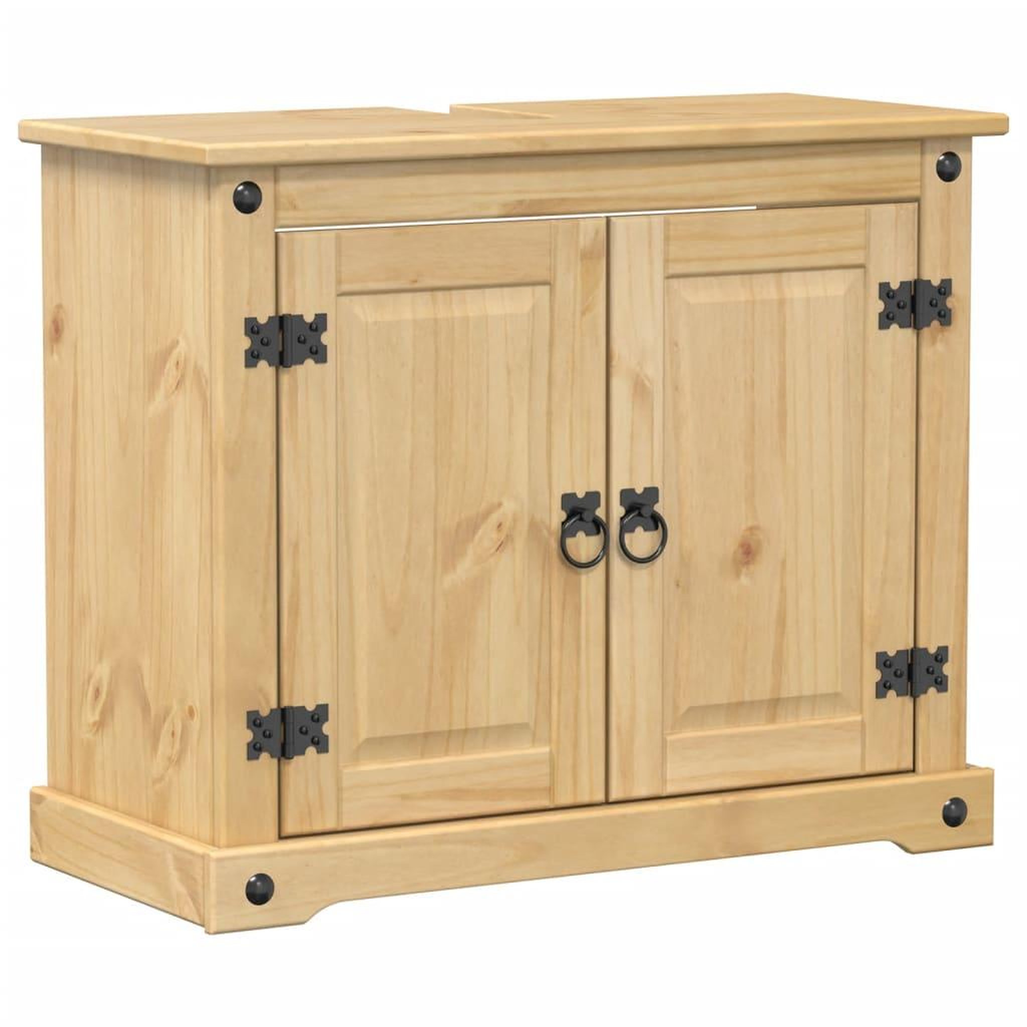 Voir la diapositive 2 : VIDAXL Armoire lavabo de salle de bain  bois de pin massif