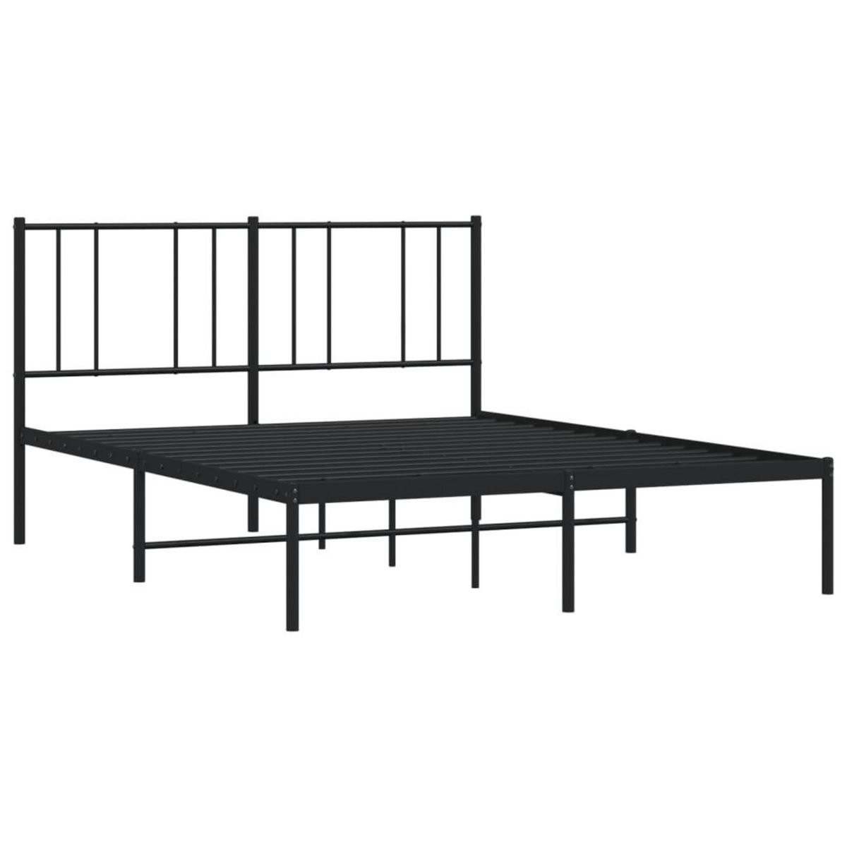 VIDAXL Cadre de lit metal sans matelas avec tete de lit noir 140x200cm