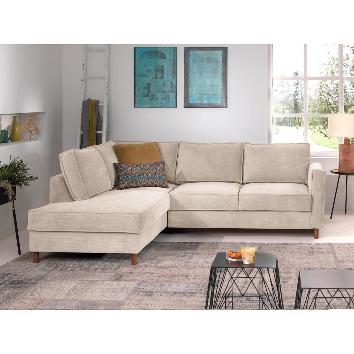 LISA DESIGN Jake - canapé d'angle gauche - convertible - 5 places - en velours côtelé