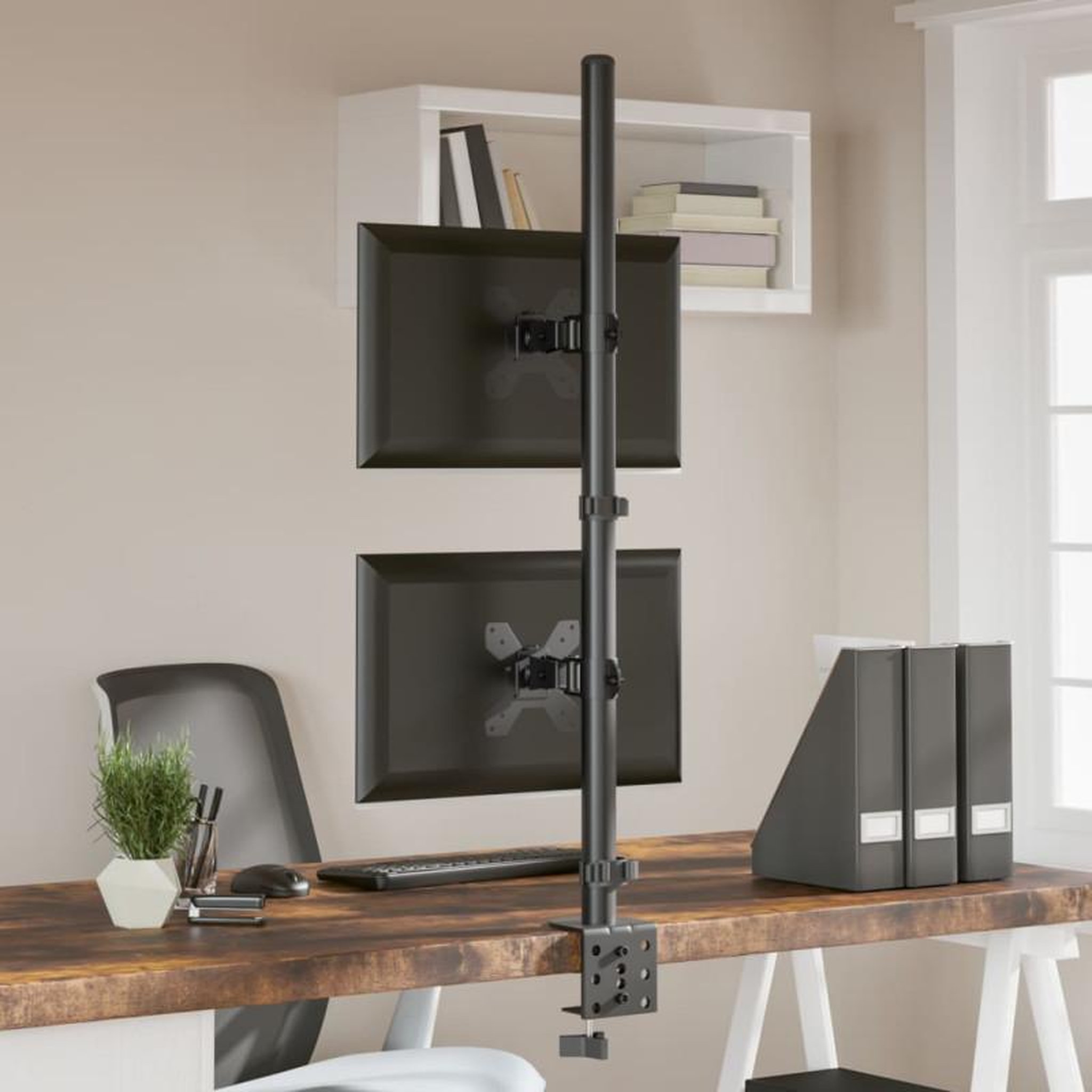 Voir la diapositive 4 : VIDAXL Support de moniteur double noir acier VESA 75 100 mm