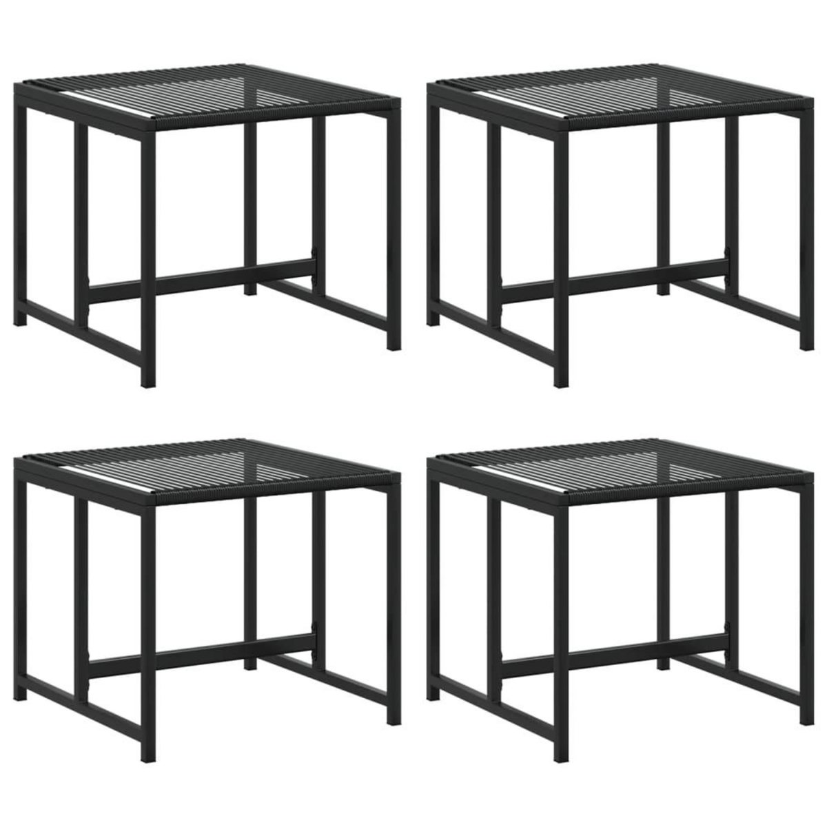 VIDAXL Tabourets de jardin lot de 4 noir resine tressee