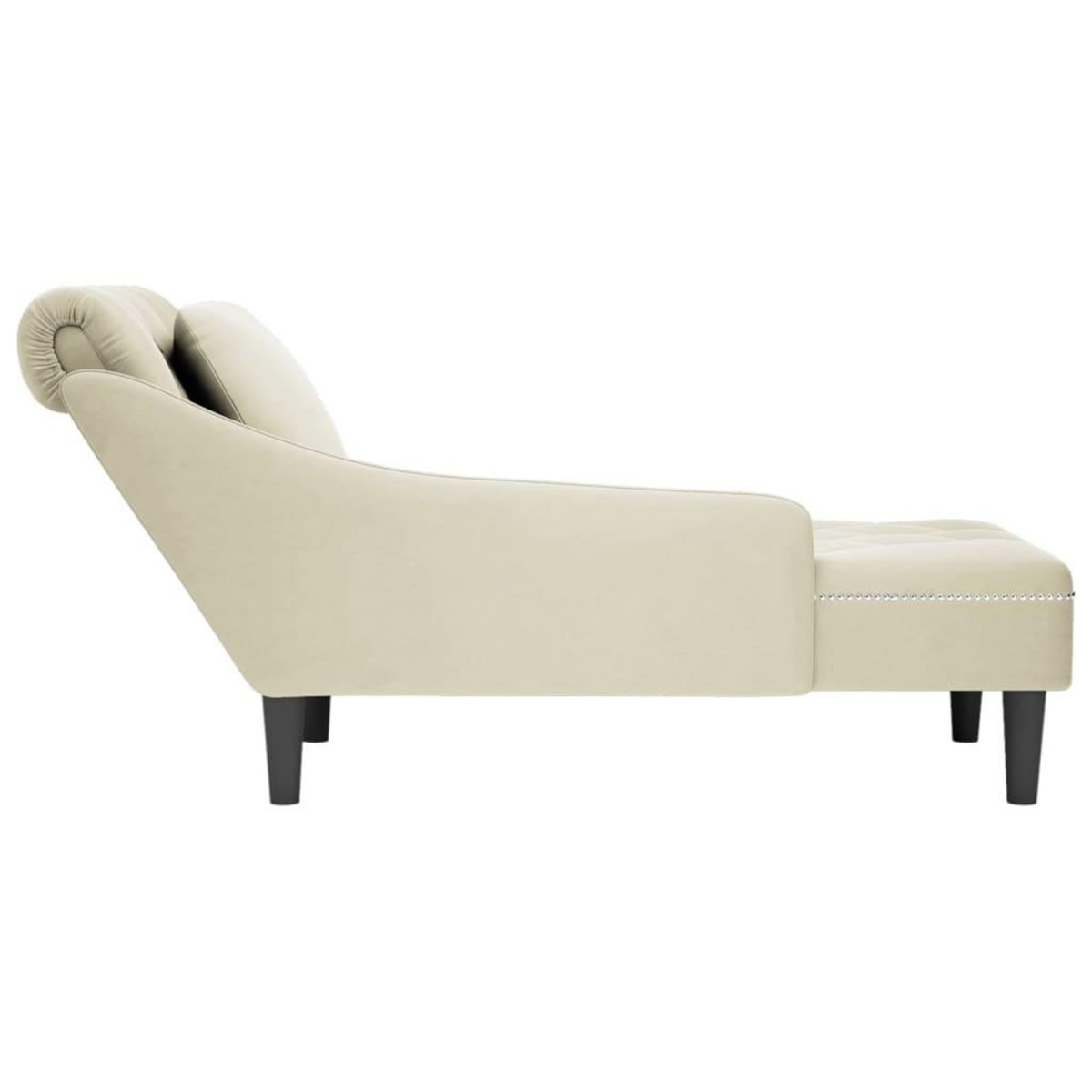 VIDAXL Fauteuil long avec coussin et accoudoir droit creme velours