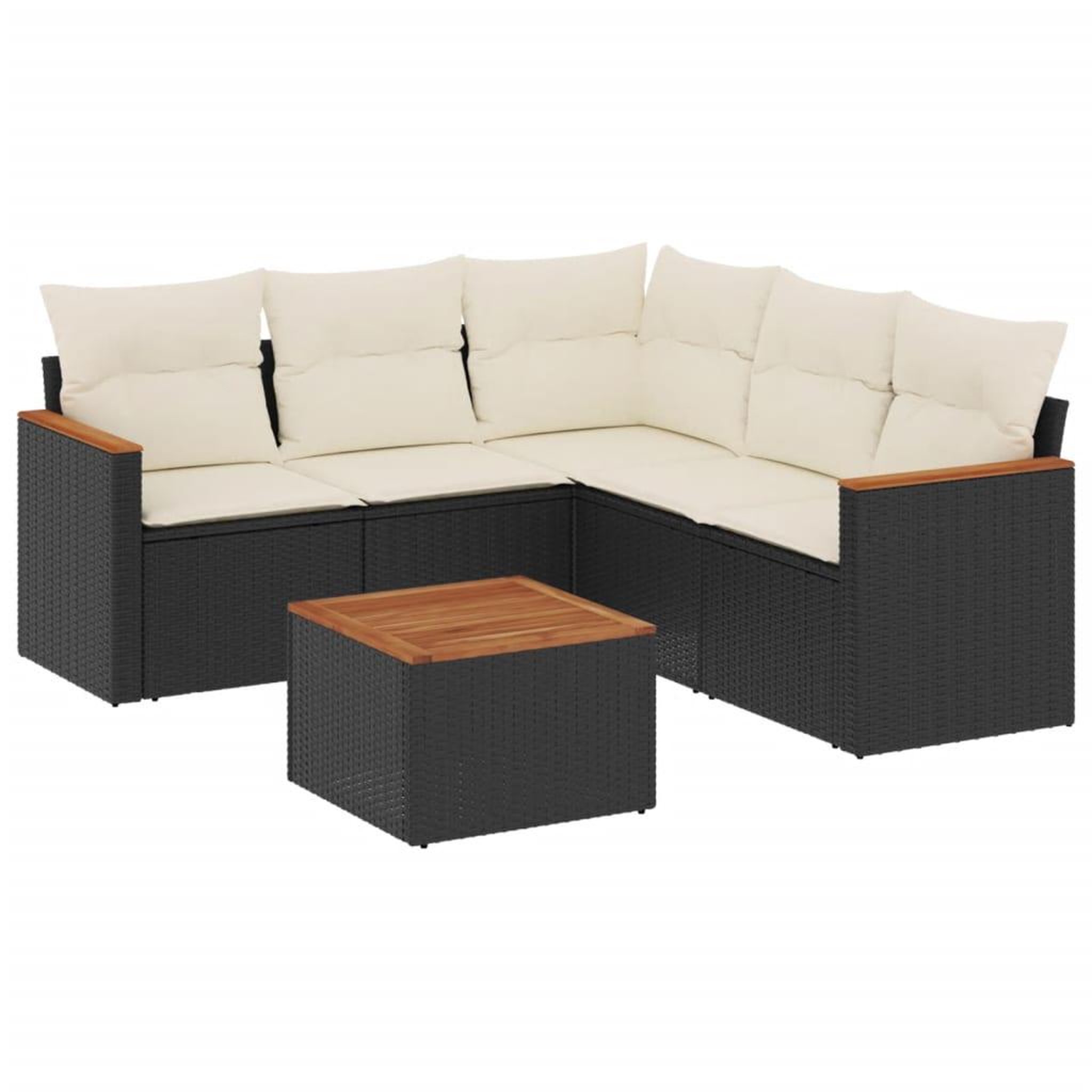 Voir la diapositive 2 : VIDAXL Salon de jardin 6 pcs avec coussins noir resine tressee