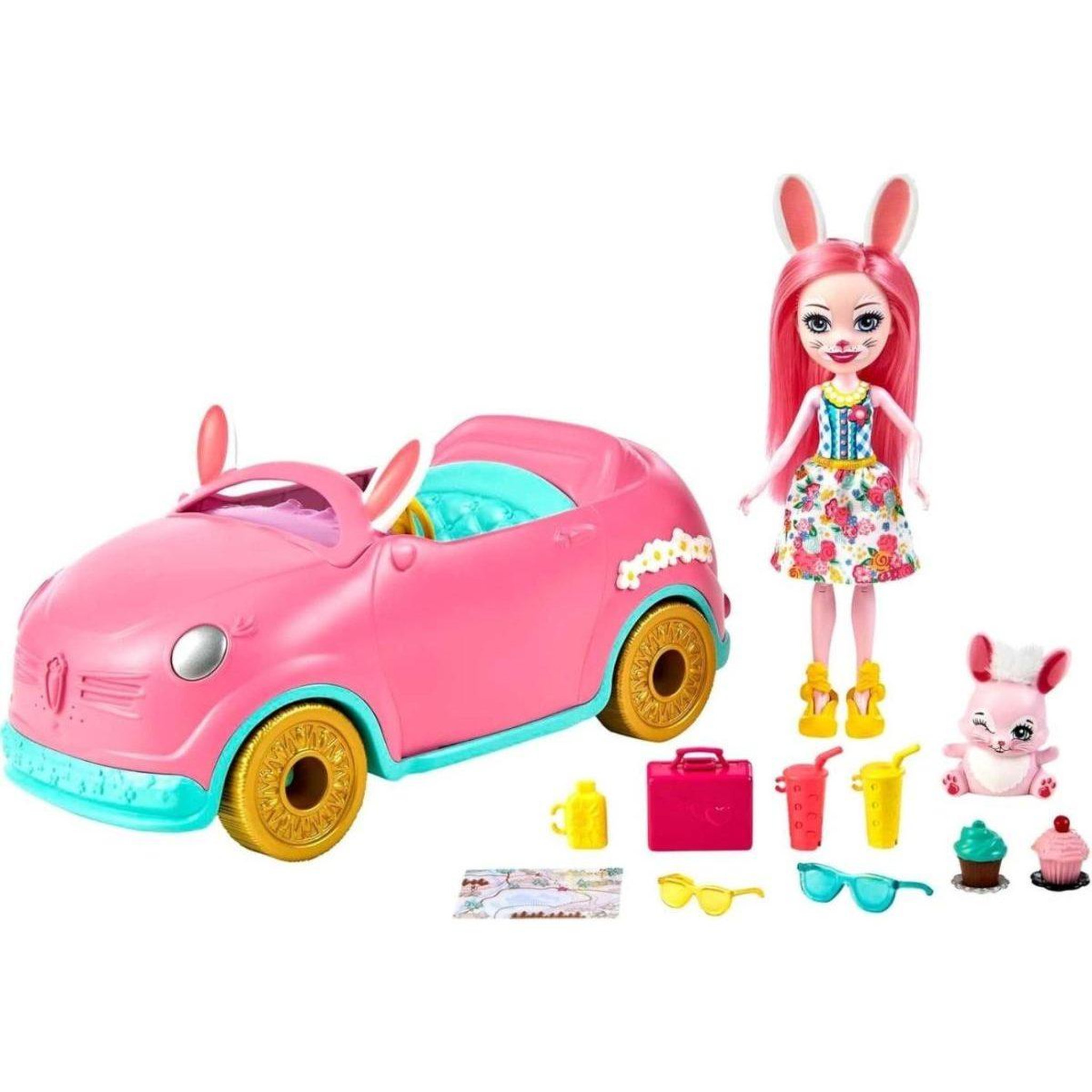Voir la diapositive 2 : MATTEL Poupée enchantimals  hfc85 - bree bunny et sa voiture lapin