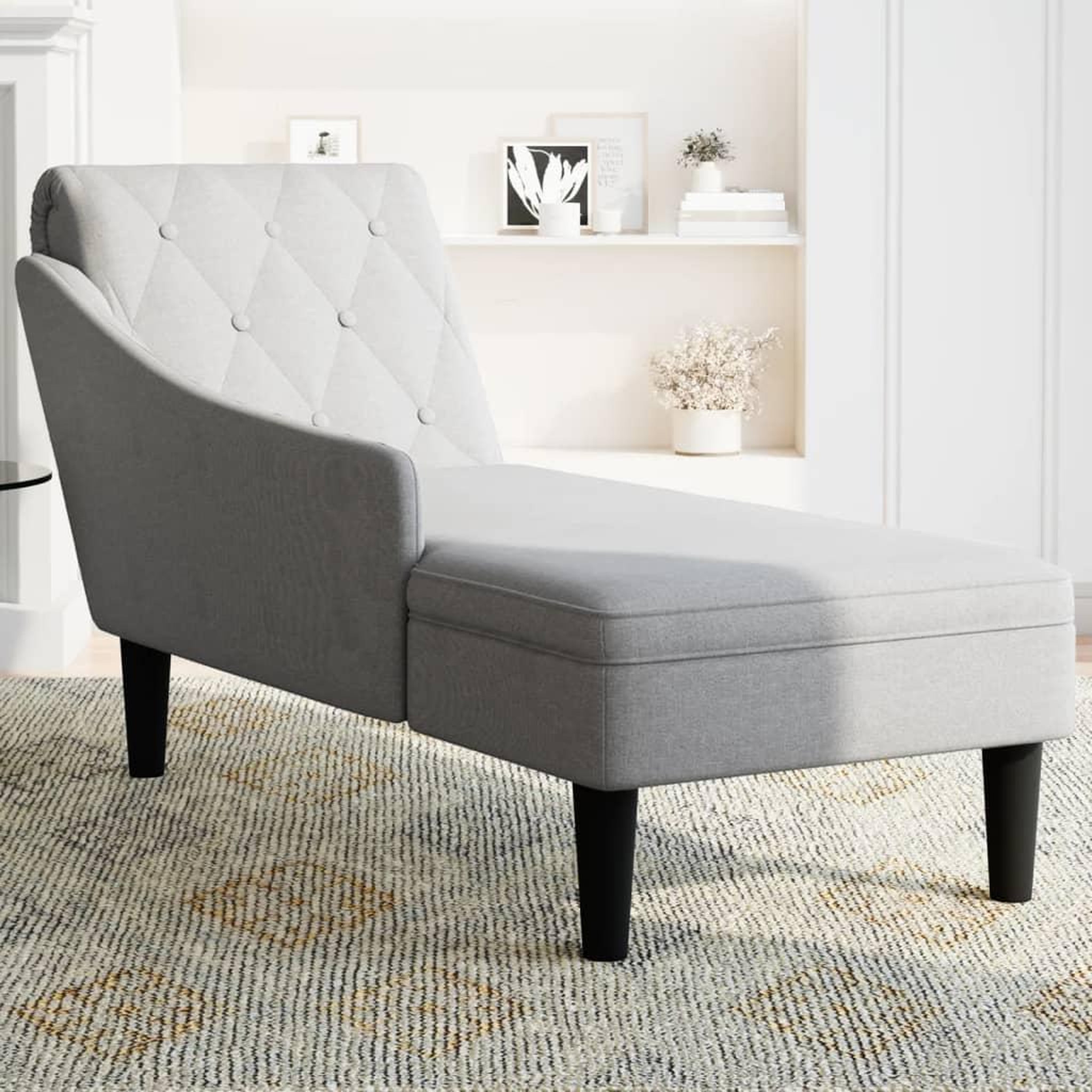 Voir la diapositive 3 : VIDAXL Fauteuil long avec coussin et accoudoir droit gris nuage tissu