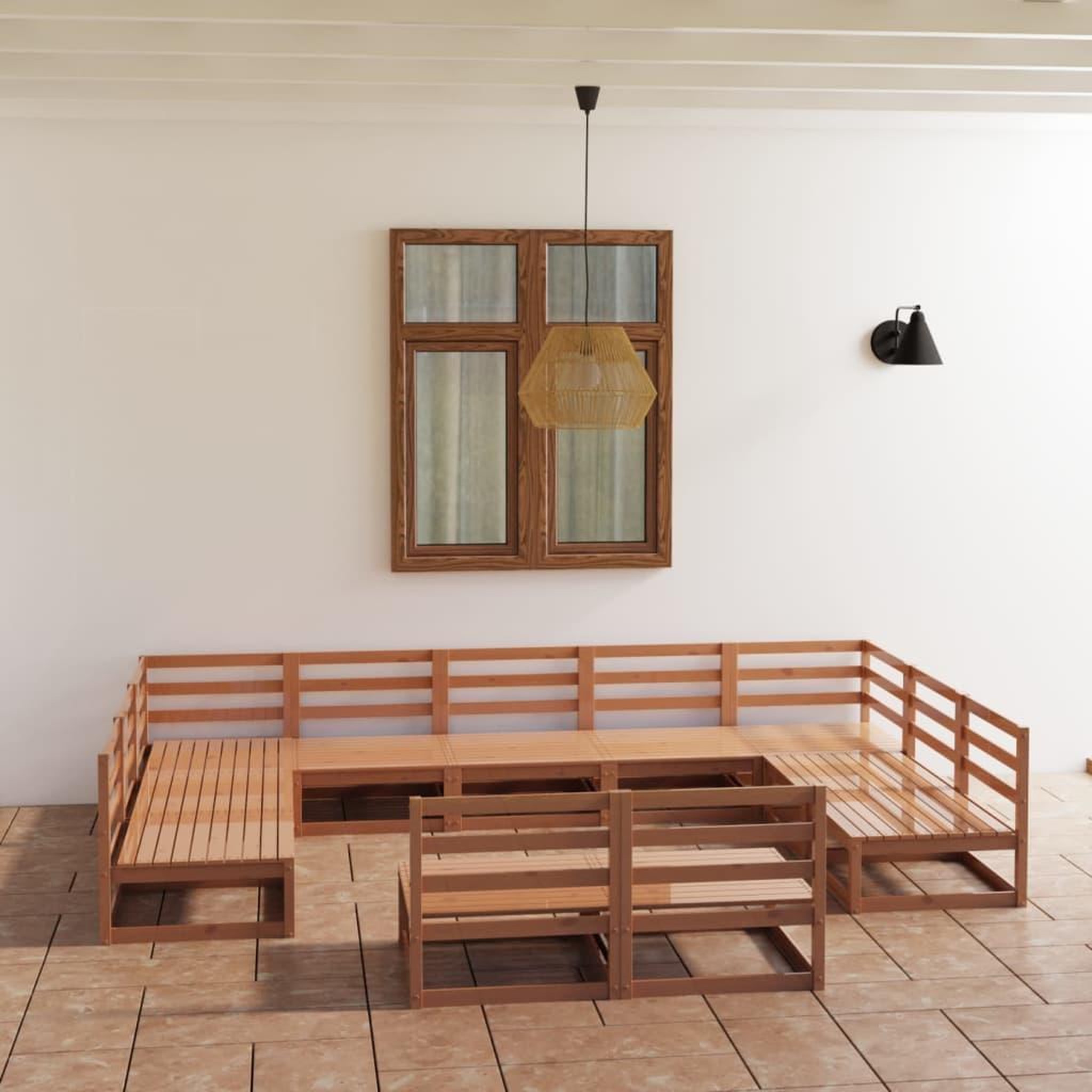 Voir la diapositive 1 : VIDAXL Salon de jardin 11 pcs bois de pin massif