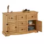 IDIMEX Buffet SALSA commode bahut vaisselier en bois style mexicain avec 2 portes et 5 tiroirs, en pin massif finition teintée/cirée