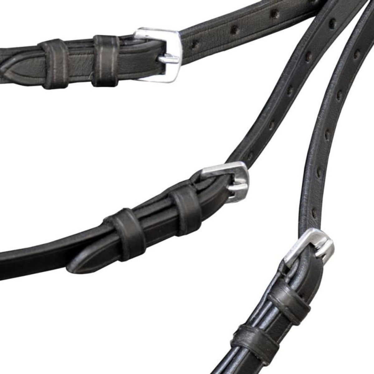 VIDAXL Bride Flash avec rênes et embout d épi noir en cuir