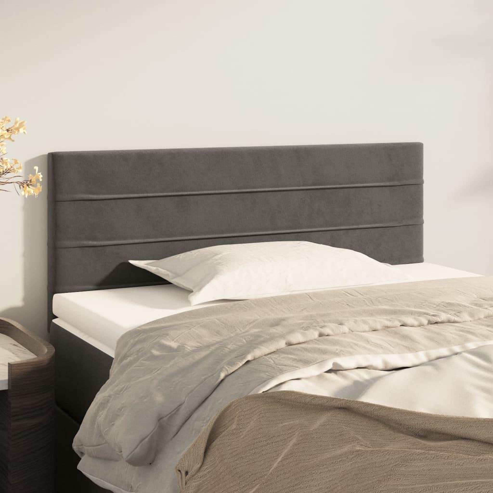 Voir la diapositive 1 : VIDAXL Tete de lit Gris fonce 100x5x78/88 cm Velours