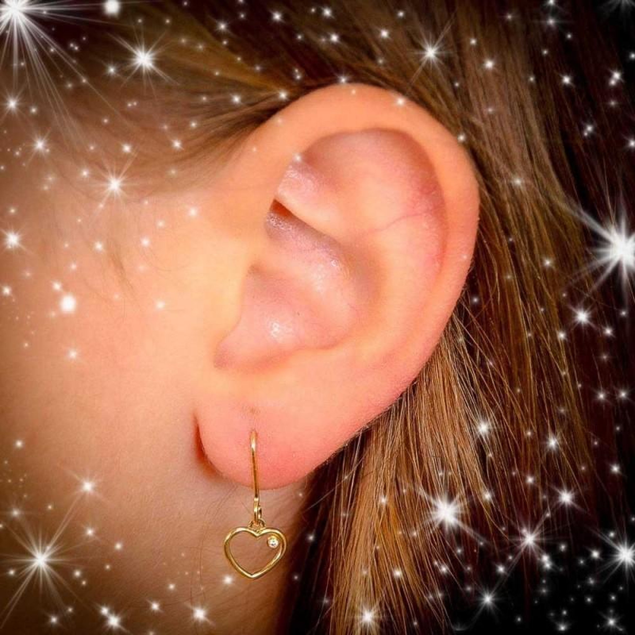 Voir la diapositive 4 : L'ATELIER D'AZUR Boucles d'Oreilles Or 18 Carats 750/000 Jaune - Motif Coeurs Pendants