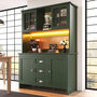 Voir la diapositive 4 : MERAX Buffet de cuisine 4 portes 3 tiroirs - 120 cm vert led mdf