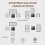 Voir la diapositive 6 : OUTSUNNY Ensemble salon de jardin 4 places 4 pièces design style yachting coussins déhoussables inclus table basse métal époxy résine tressée anthracite