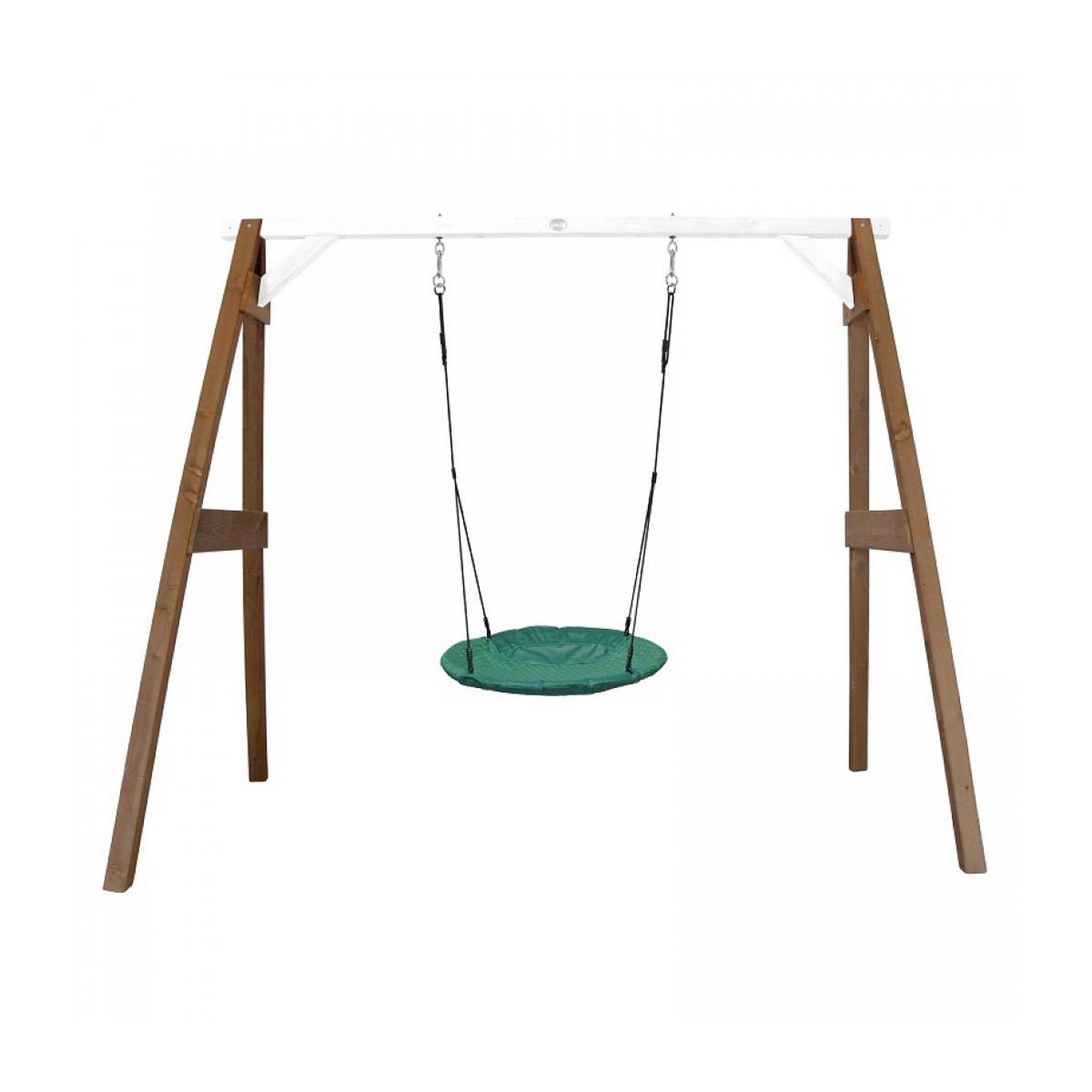 Axi House AXI Portique en Bois Marron Blanc avec Balancoire siege Nid Rond
