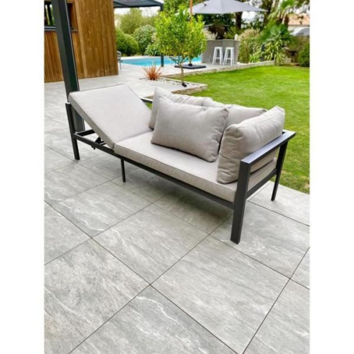 DCB GARDEN Ensemble repas de jardin ANTALYA 9 places en aluminium - GRIS ANTHRACITE