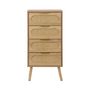 Voir la diapositive 2 : SWEEEK Commode chiffonnier effet bois et cannage 4 tiroirs naturel. poignée en métal doré - L 48 x P 39.5 x H 96 cm - Eva