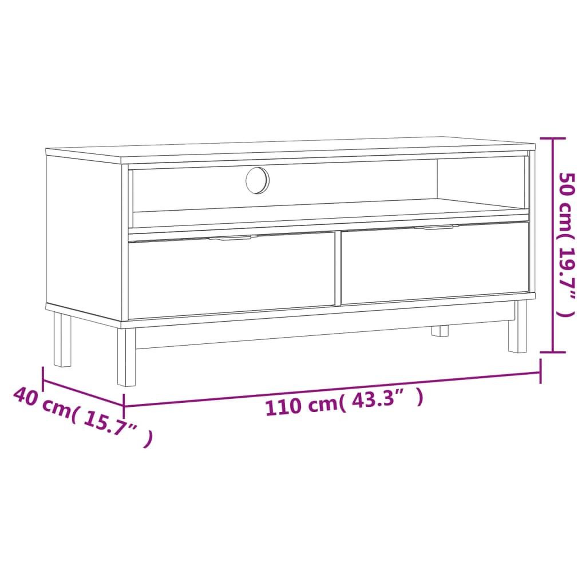 Voir la diapositive 6 : VIDAXL Meuble tv flam 110x40x50 cm bois massif de pin
