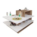 TOILINUX Table basse design scandinave Venüs - L. 85 x H. 43 cm - Marron noix