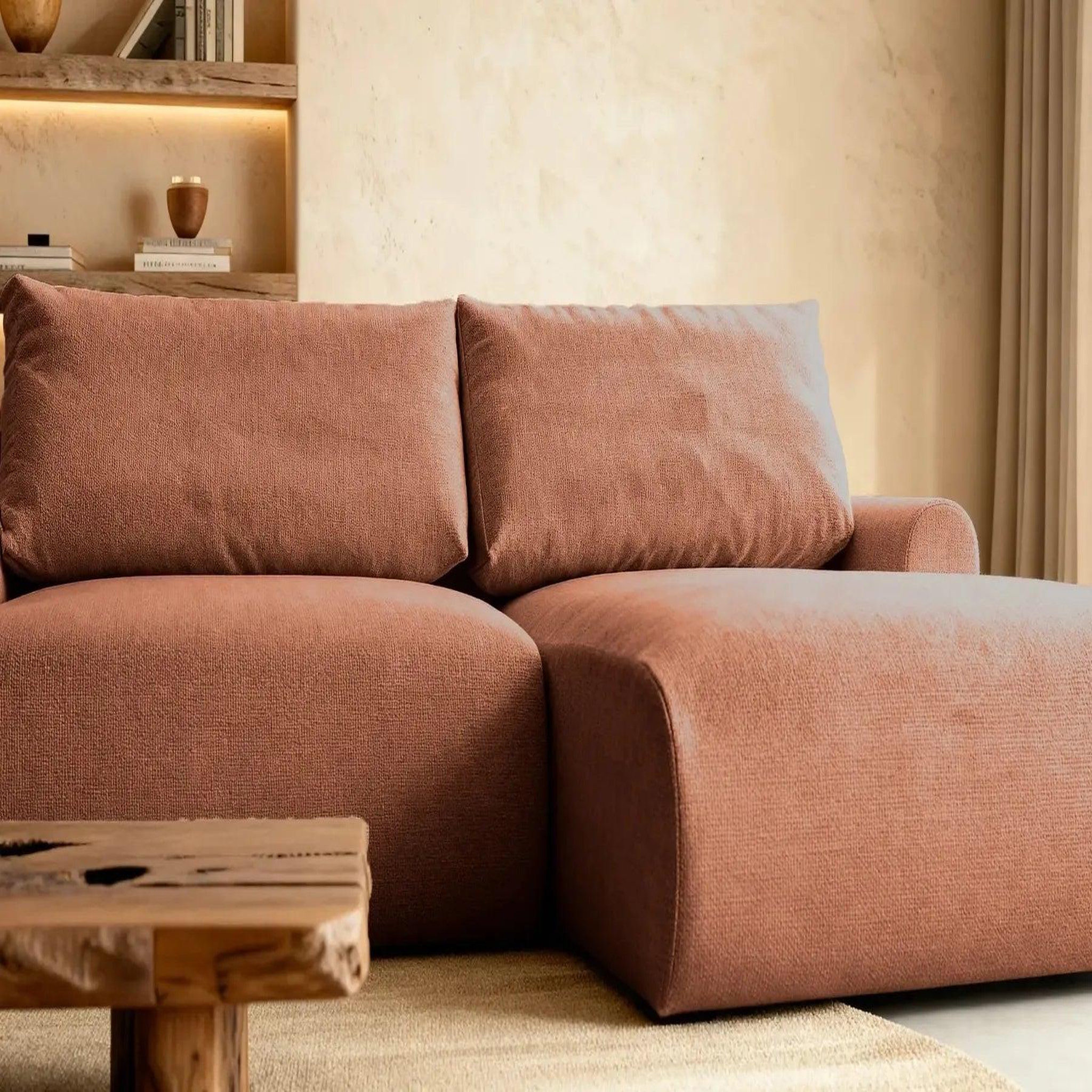 Voir la diapositive 4 : CASANOVA PARIS Raphaelle - canapé d'angle convertible tissu lisse 4 places droit