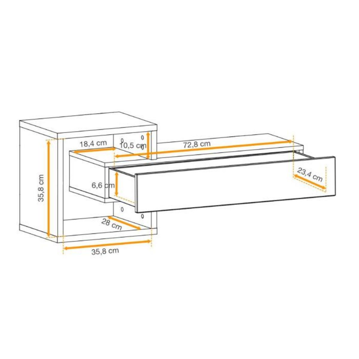Paris Prix Étagère Murale & Tiroir  Easy  100cm Noir