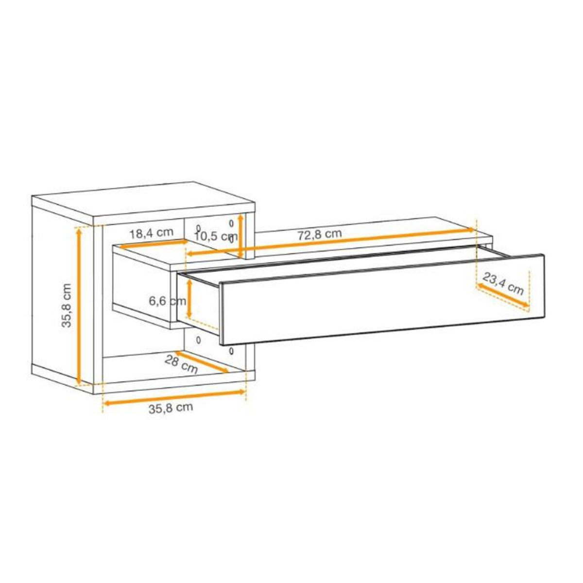 Paris Prix Étagère Murale & Tiroir  Easy  100cm Noir