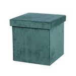 DIVERS Pouf de rangement pliable Kube en velours côtelé - Céladon