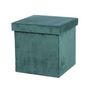Voir la diapositive 1 : DIVERS Pouf de rangement pliable Kube en velours côtelé - Céladon