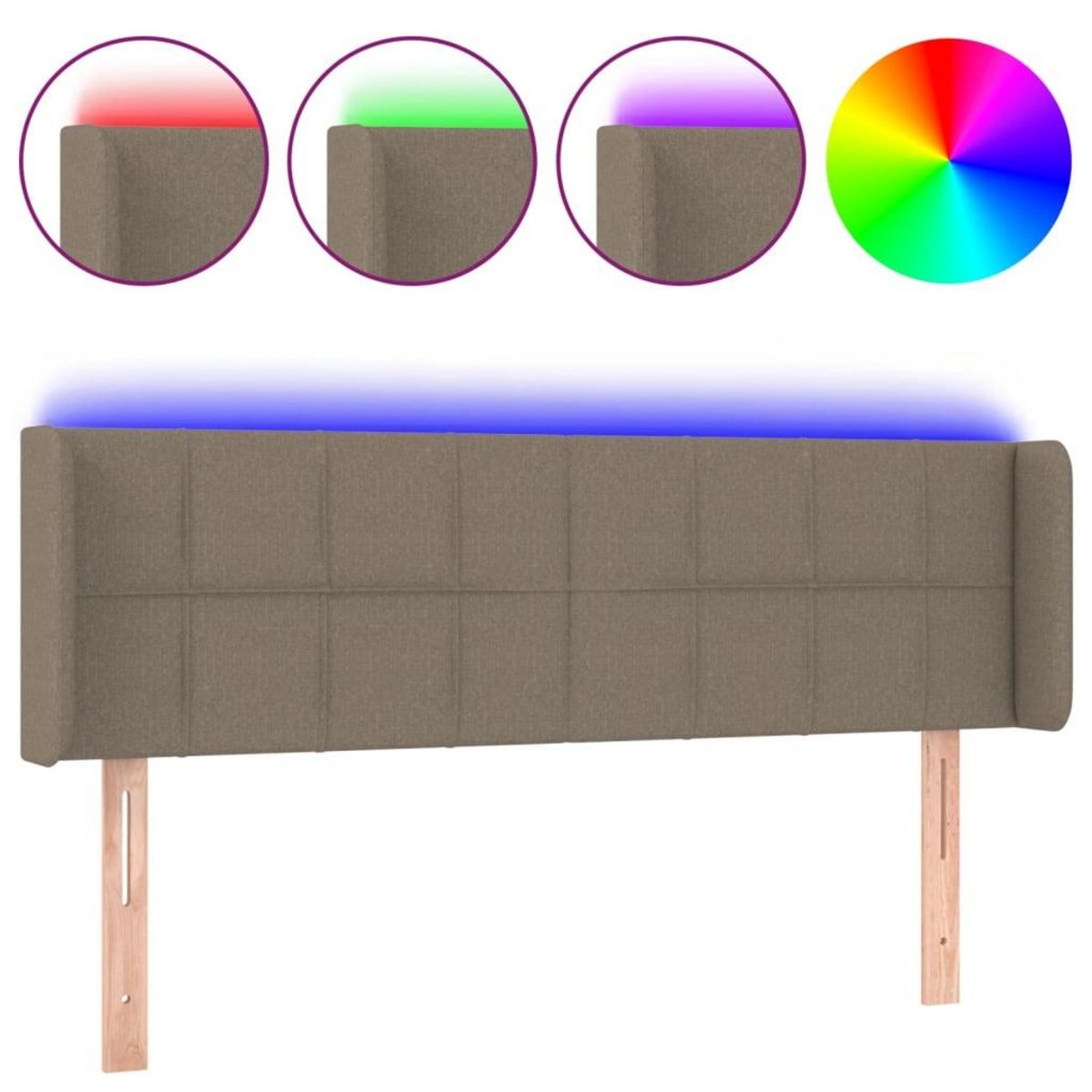 VIDAXL Tete de lit a LED Taupe 147x16x78/88 cm Tissu