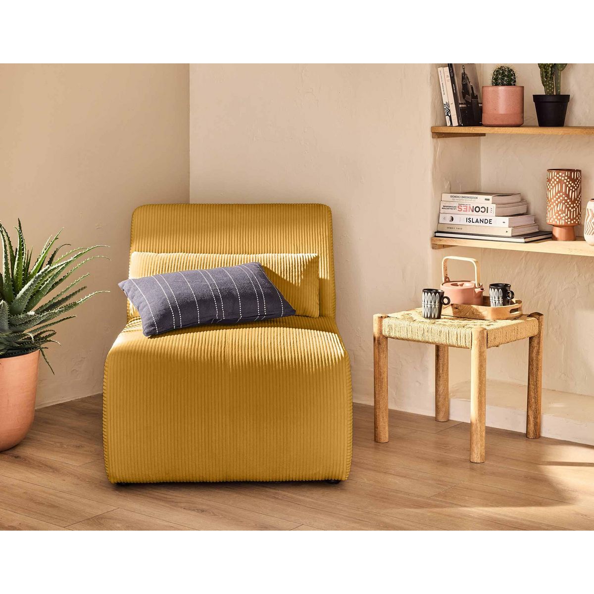 LISA DESIGN Onyx - fauteuil sans accoudoirs - en velours côtelé