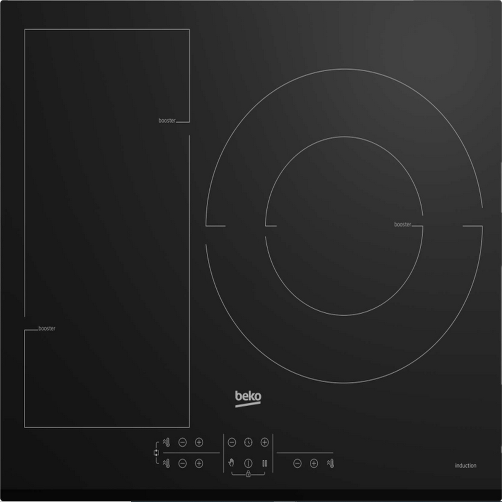 Beko Table de cuissson à induction 60cm 3 feux 7200w noir - HII63201FMTB