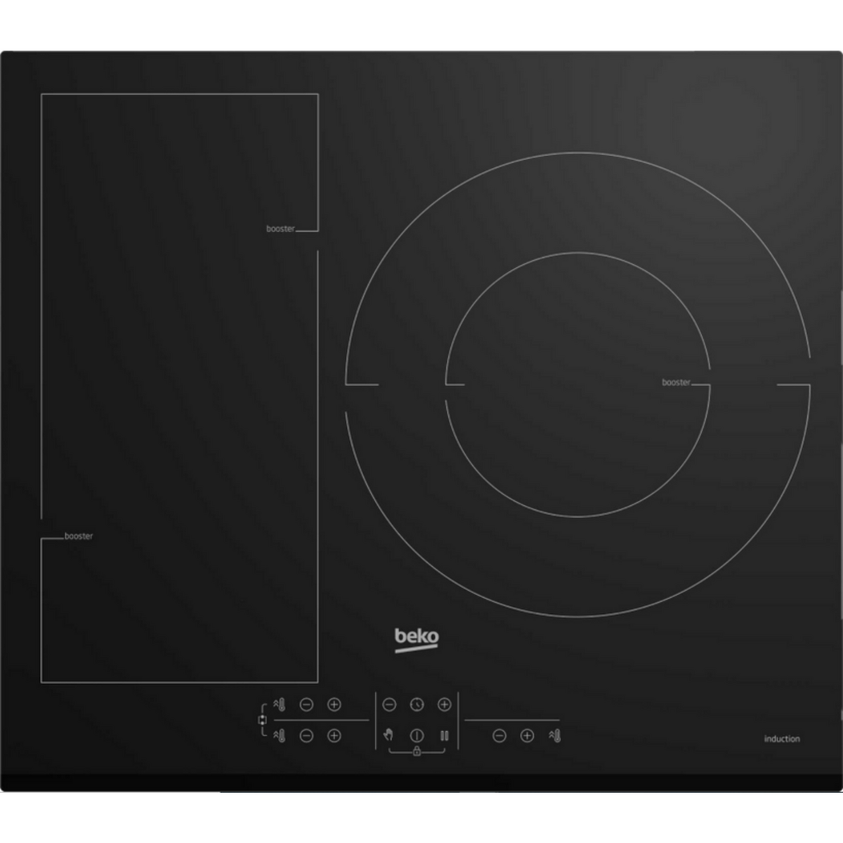 Beko Table de cuissson à induction 60cm 3 feux 7200w noir - hii63201fmtb