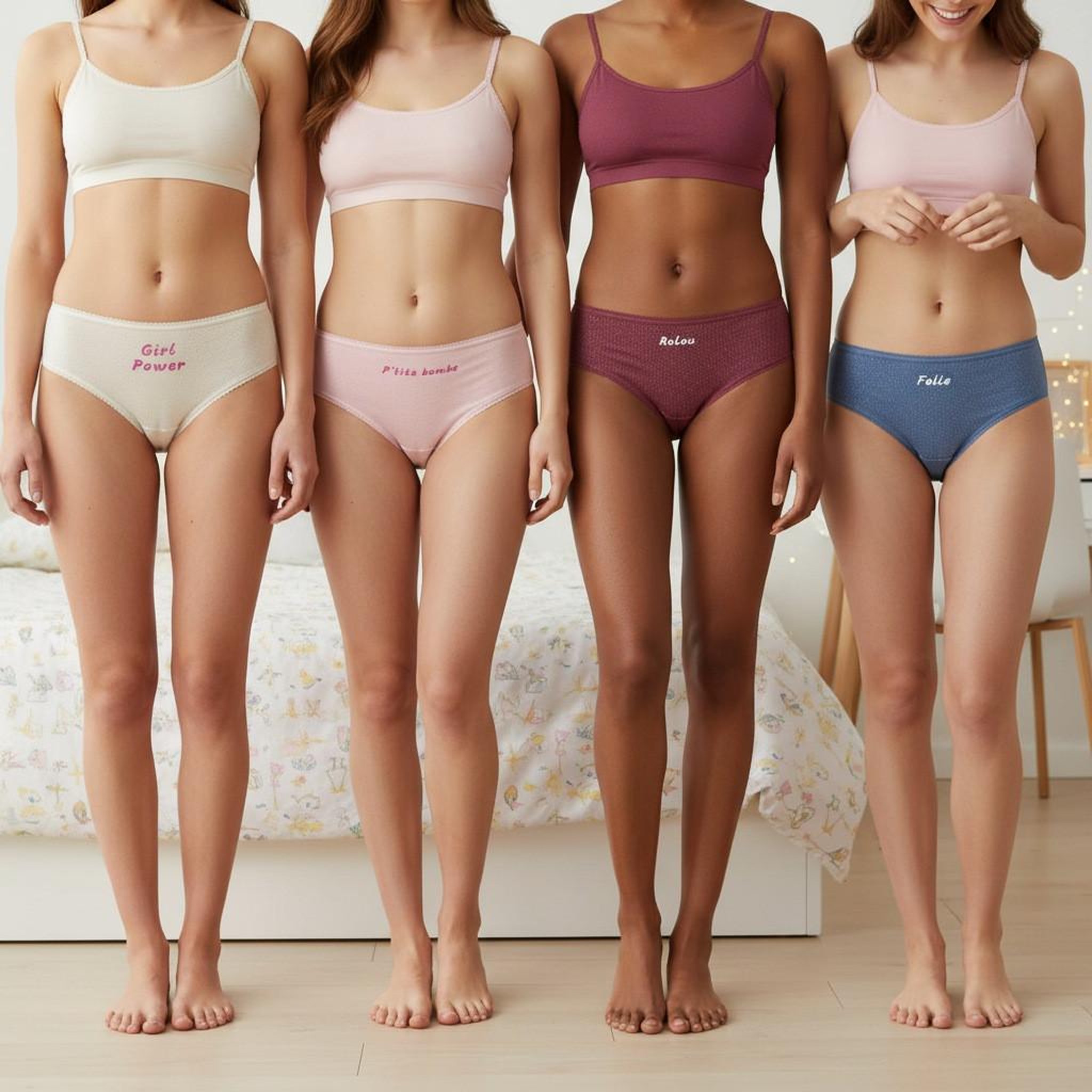 Voir la diapositive 4 : OZABI OZABI Culottes Fille Message Humoristique Pois Pailletés - Pack de 4 (Lot)