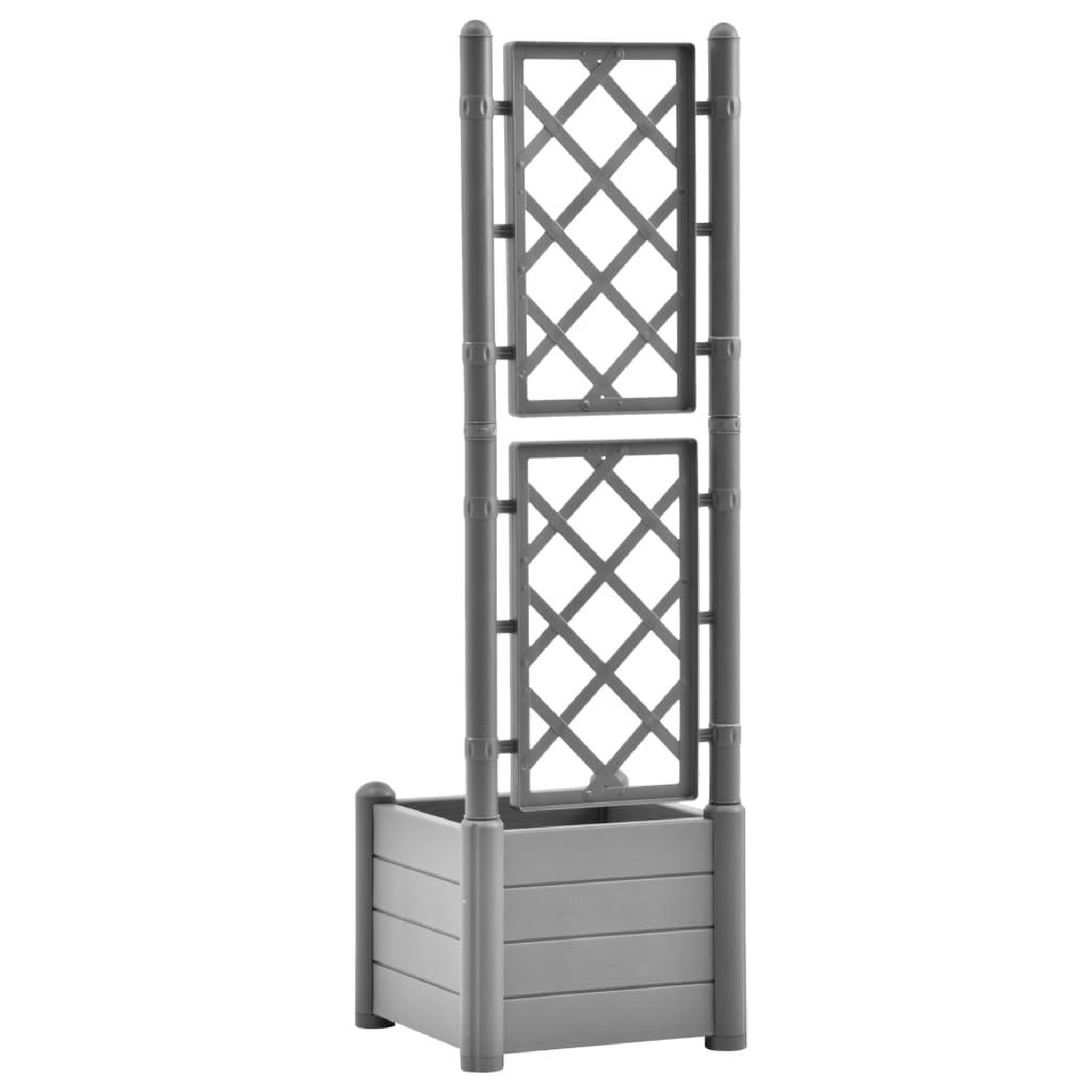 Voir la diapositive 5 : VIDAXL Jardiniere avec treillis 43x43x142 cm PP Gris pierre