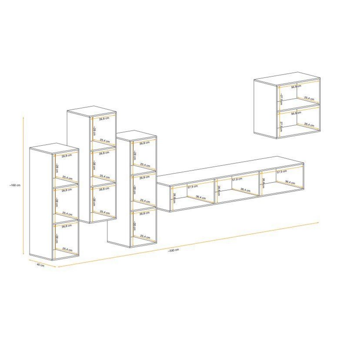 Paris Prix Meuble TV Mural Design  Switch III  330cm Noir