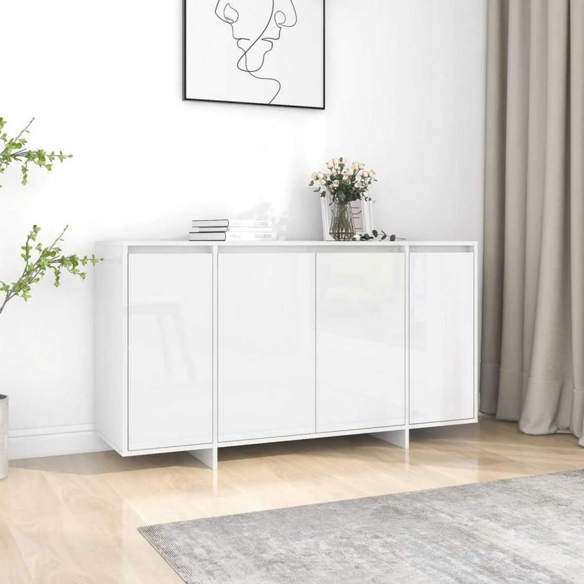 VIDAXL Buffet blanc brillant 135x41x75 cm bois d'ingenierie