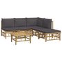 Voir la diapositive 3 : VIDAXL Salon de jardin 6 pcs avec coussins gris fonce bambou