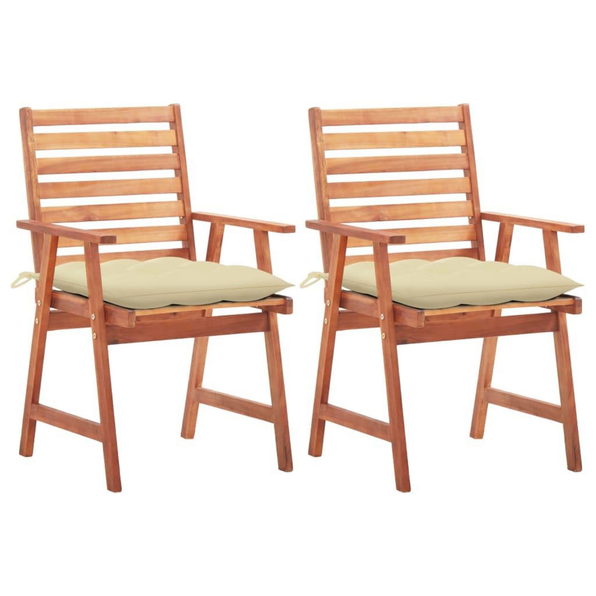 VIDAXL Chaises a manger d'exterieur lot de 2 et coussins Acacia massif